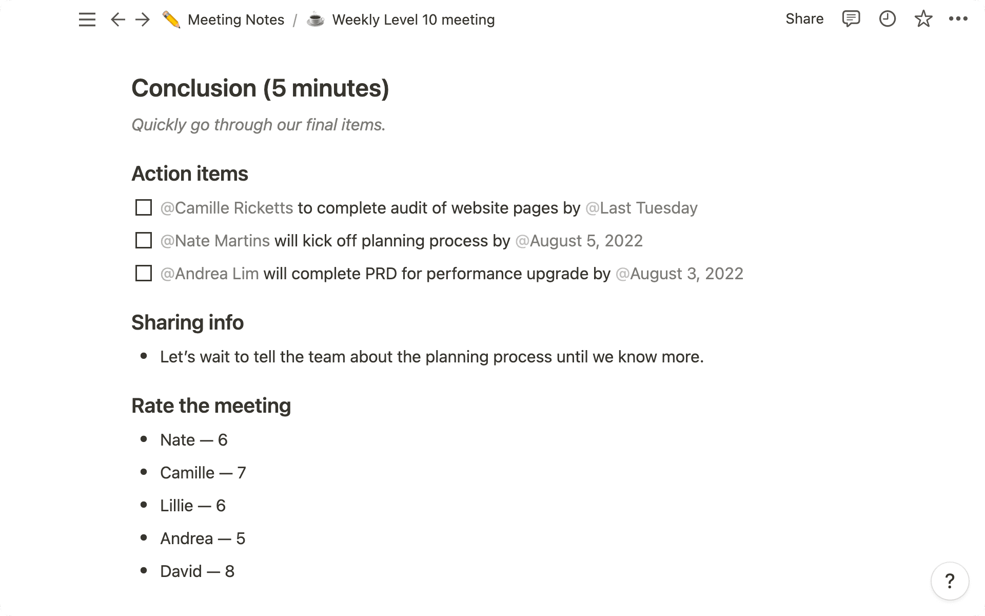 Un buen cierre contribuye a que tu reunión valga la pena.