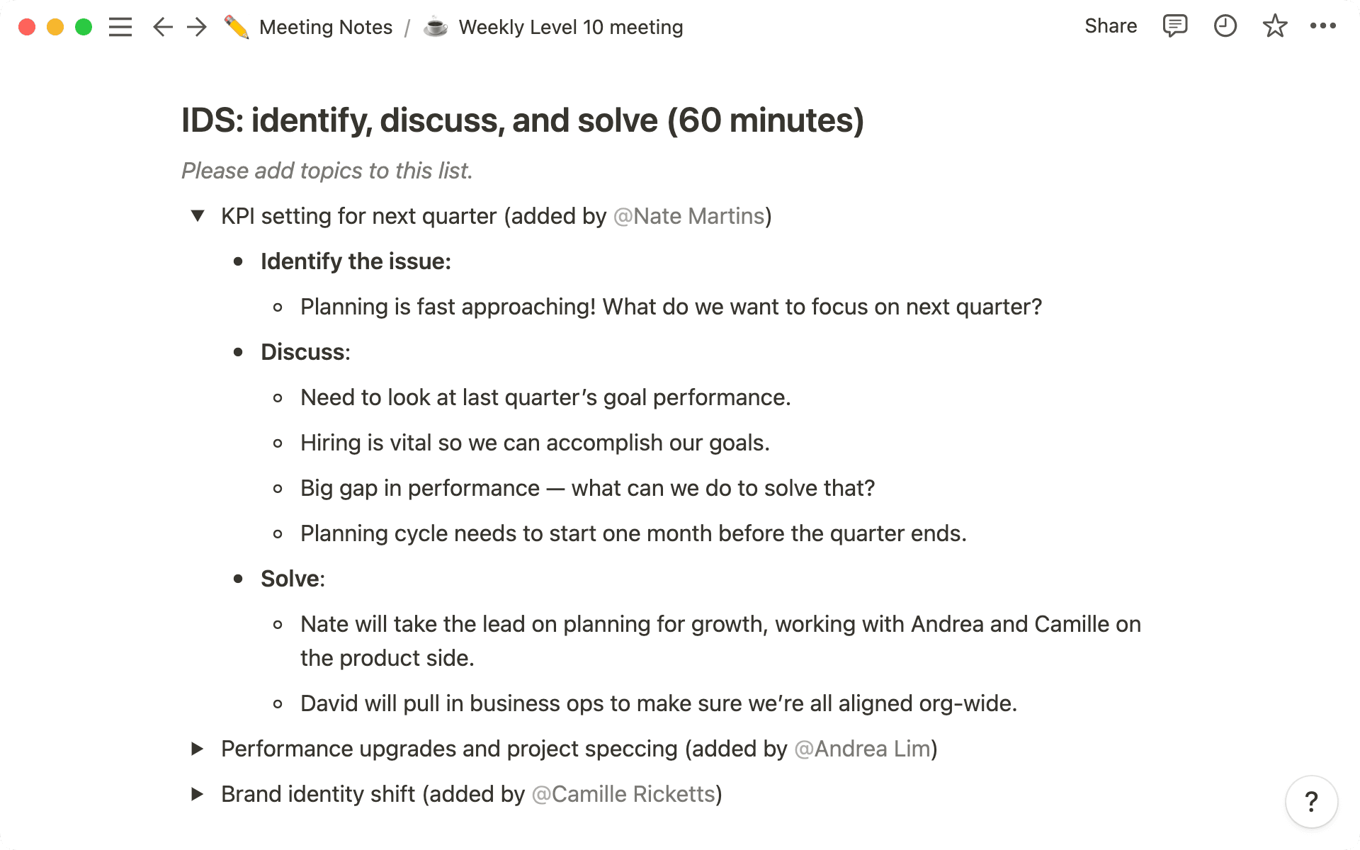 Cada elemento tendrá su propio desplegable donde se puede desarrollar la conversación.