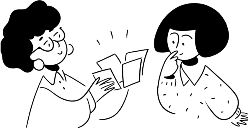 非営利団体のチームメンバーと一緒に作業するコンサルタントのイラスト