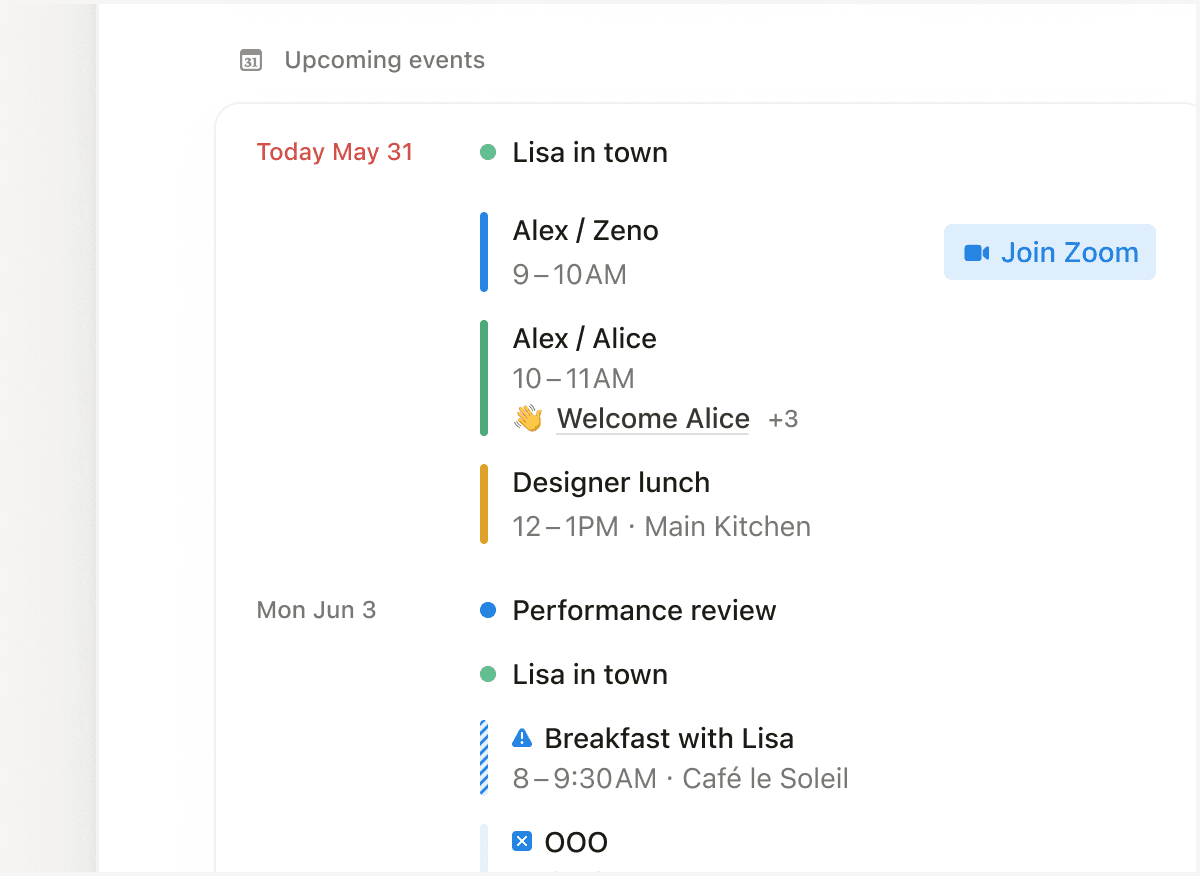 日々の予定をひと目でチェック