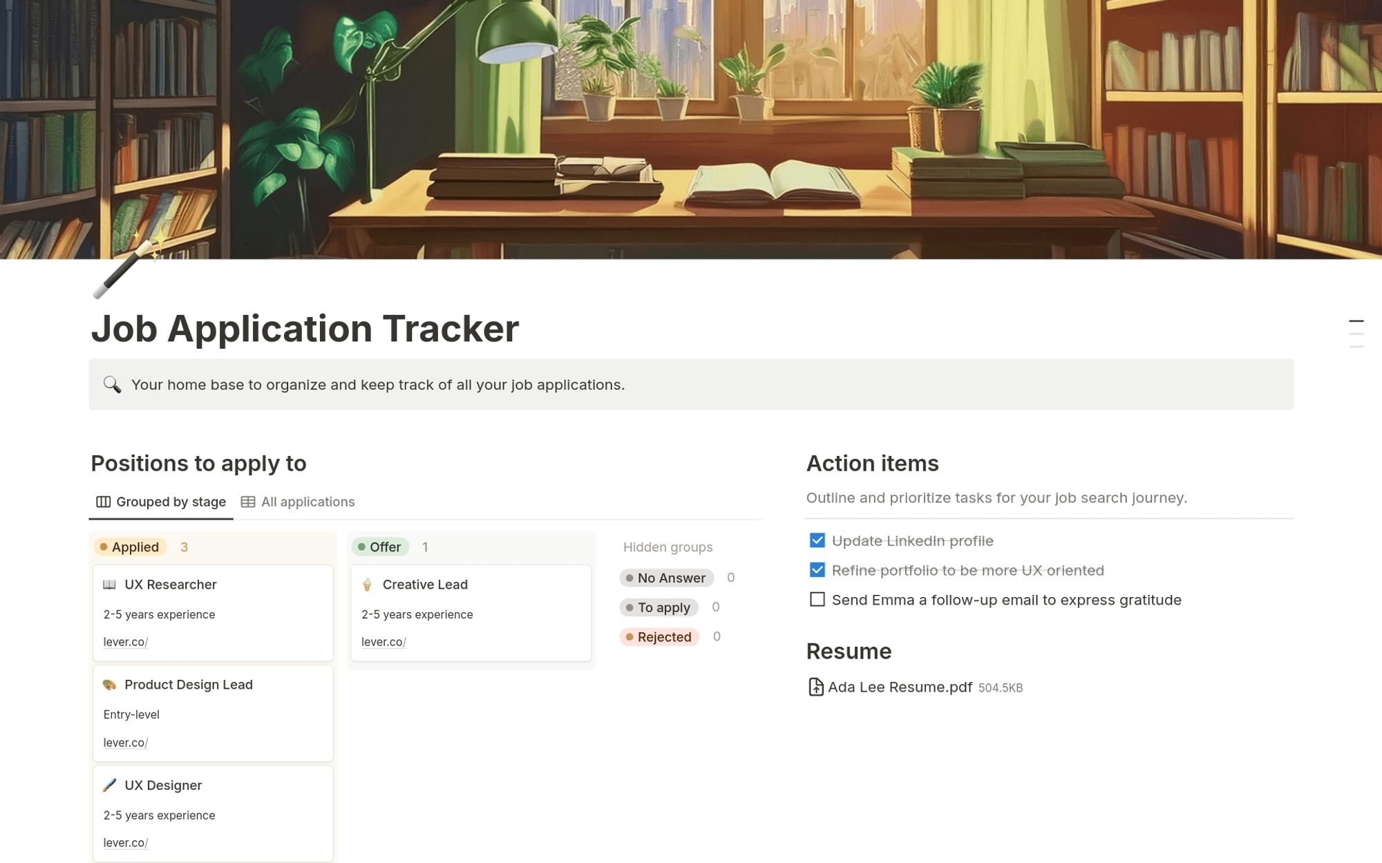 Imagen del registro de postulaciones a empleos