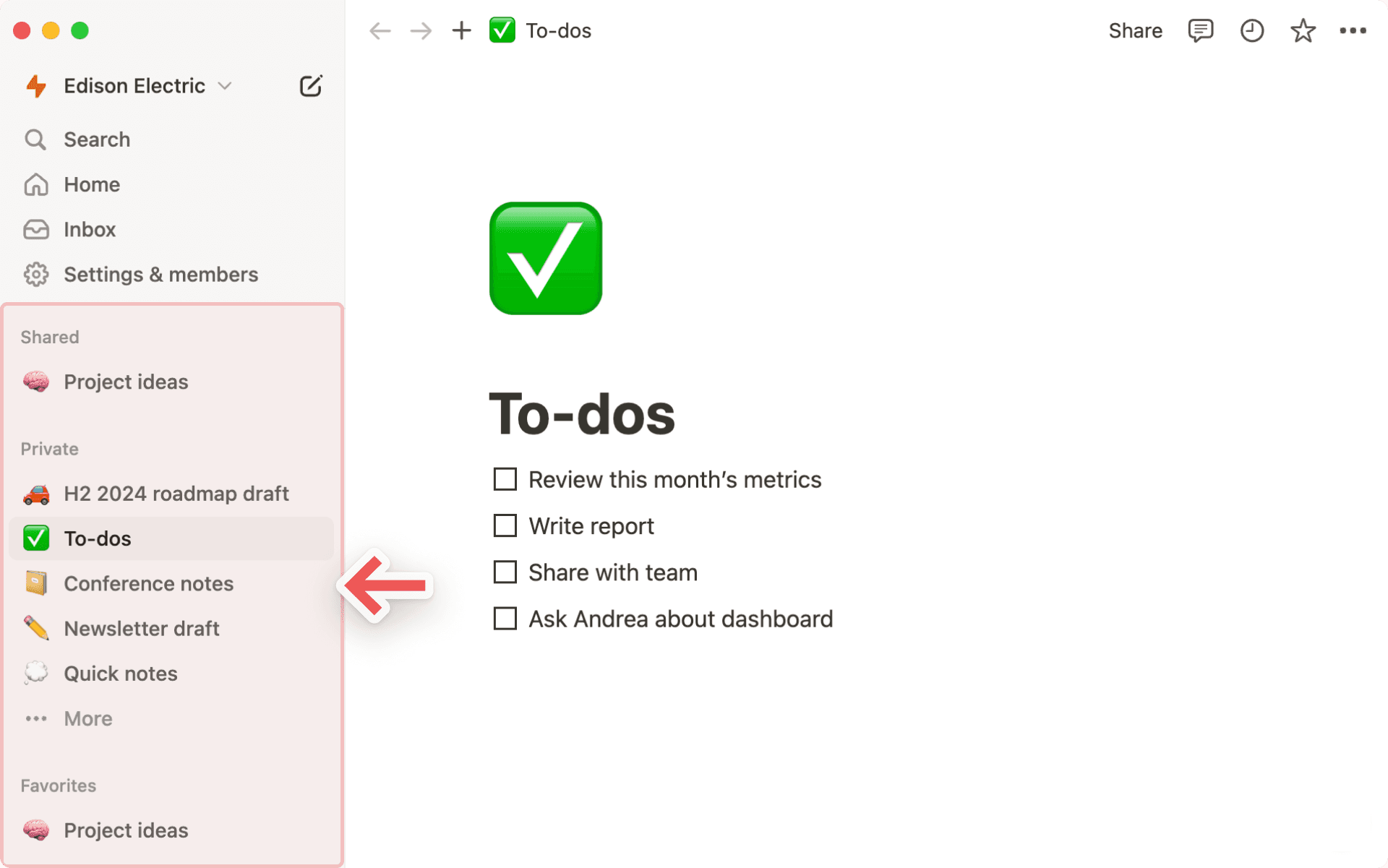 hc: secciones de la barra lateral