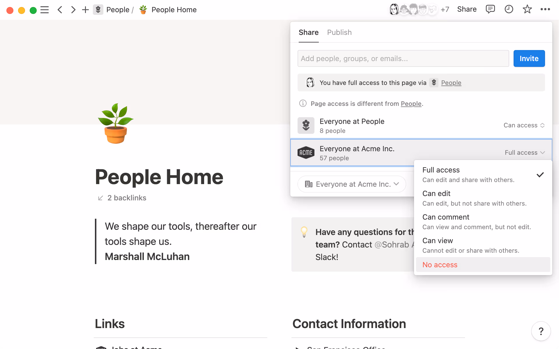 各メンバーに、ニーズに基づくさまざまなアクセス権を付与します。