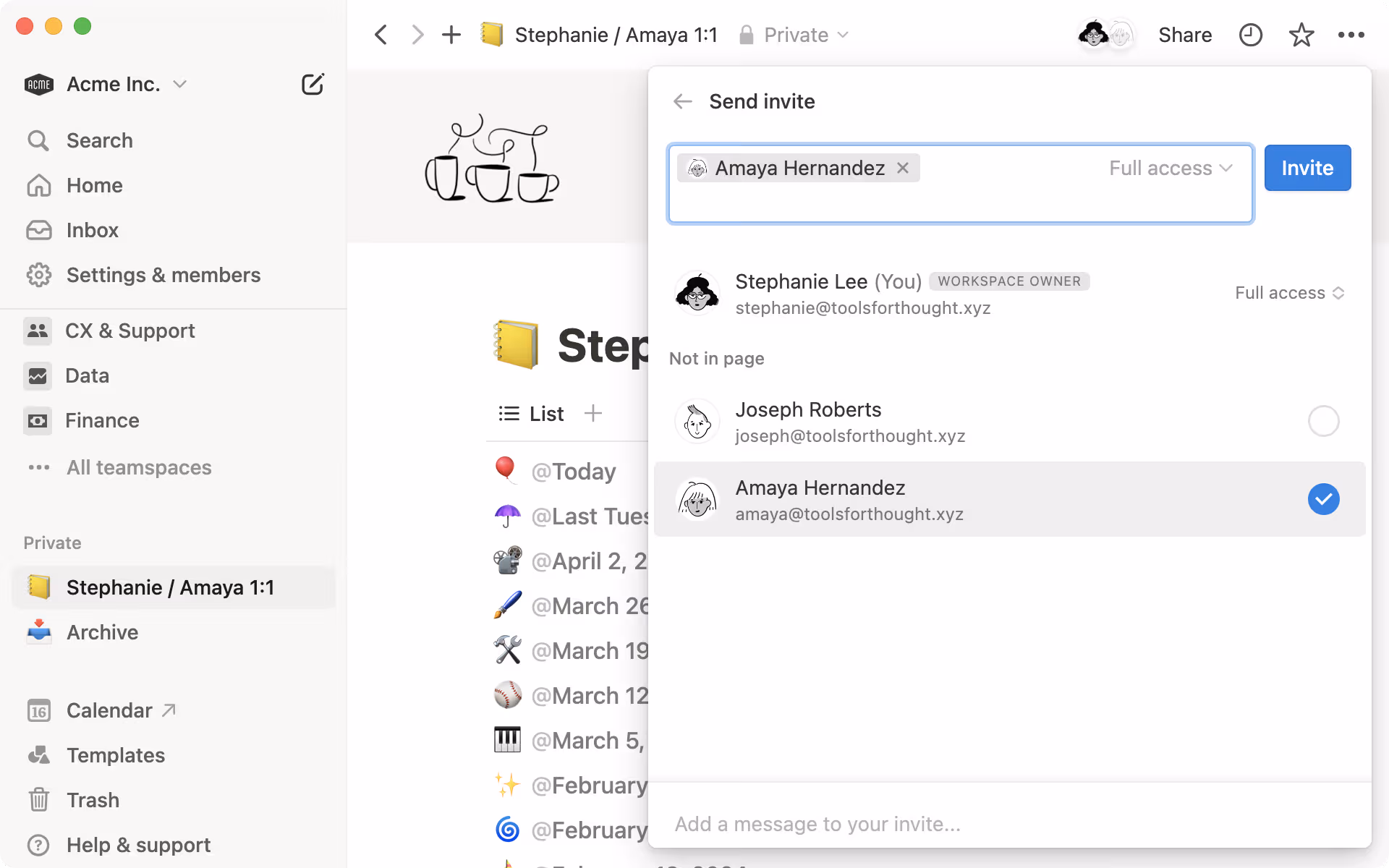 Uso compartido y permisos - Compartir con compañero de equipo