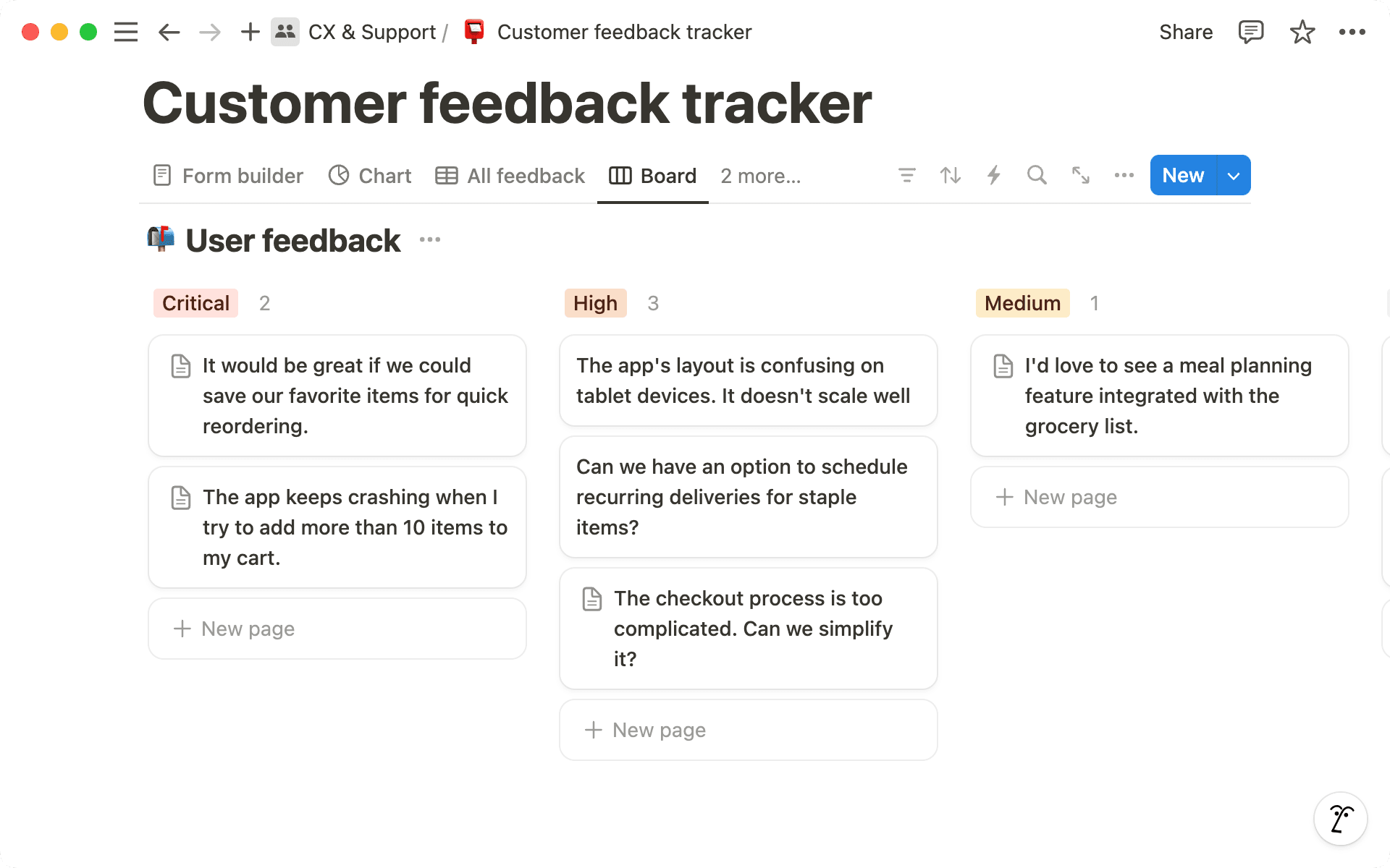 Crea una vista de tablero haciendo clic en el menú de tres puntos junto a tus vistas de base de datos